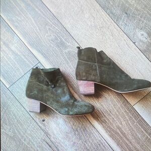 Suede Ankle Boots in Olive Green